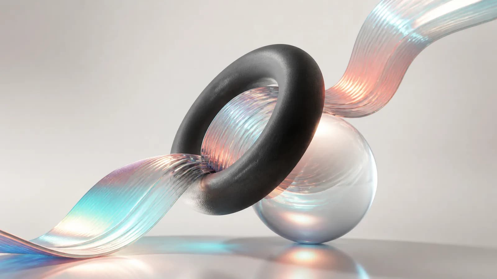 Landscape 3D motion-design scene after the AI video export mark is removed